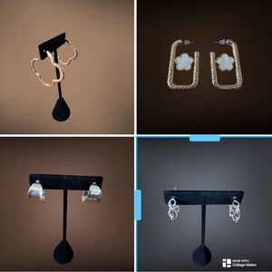 4 Pair of costume jewelry earrings NWOT. 2-Gold & 2-Silver color sets. Classic